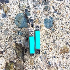 Vintage Sterling Silver Art Deco Turquoise Earrings!